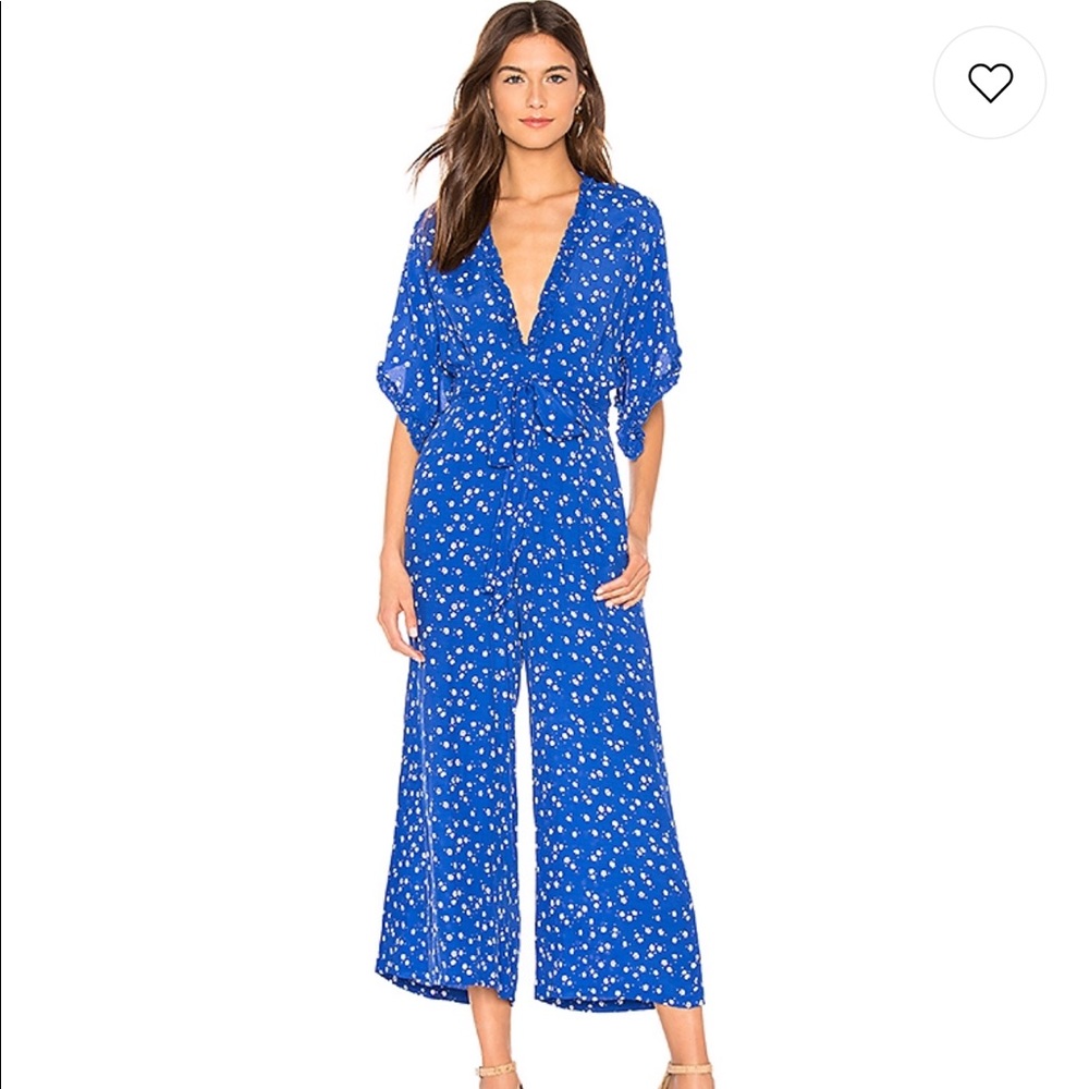La Villa Cobalt Blue Floral Print Jumpsuit